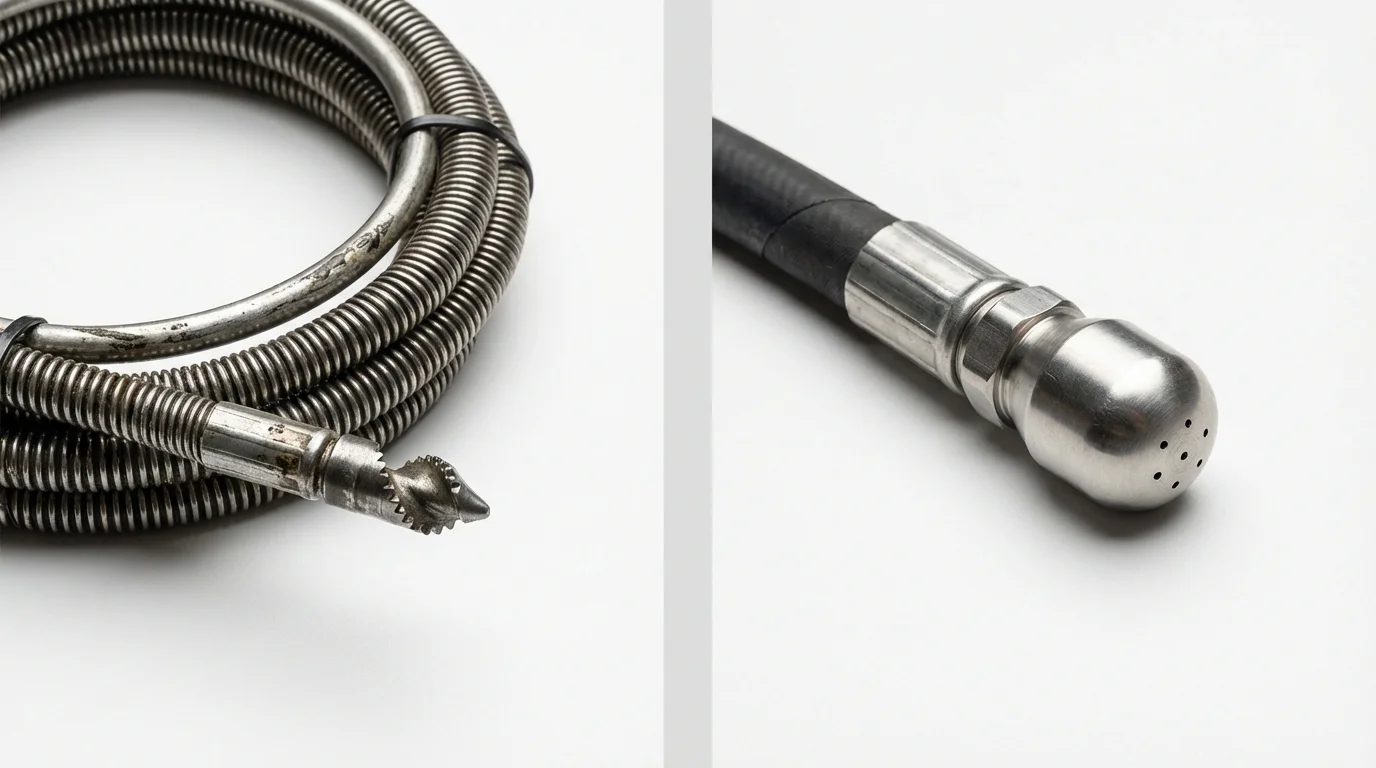 Drain snake cable and hydro jetting nozzle used for drain cleaning in Norton, VA