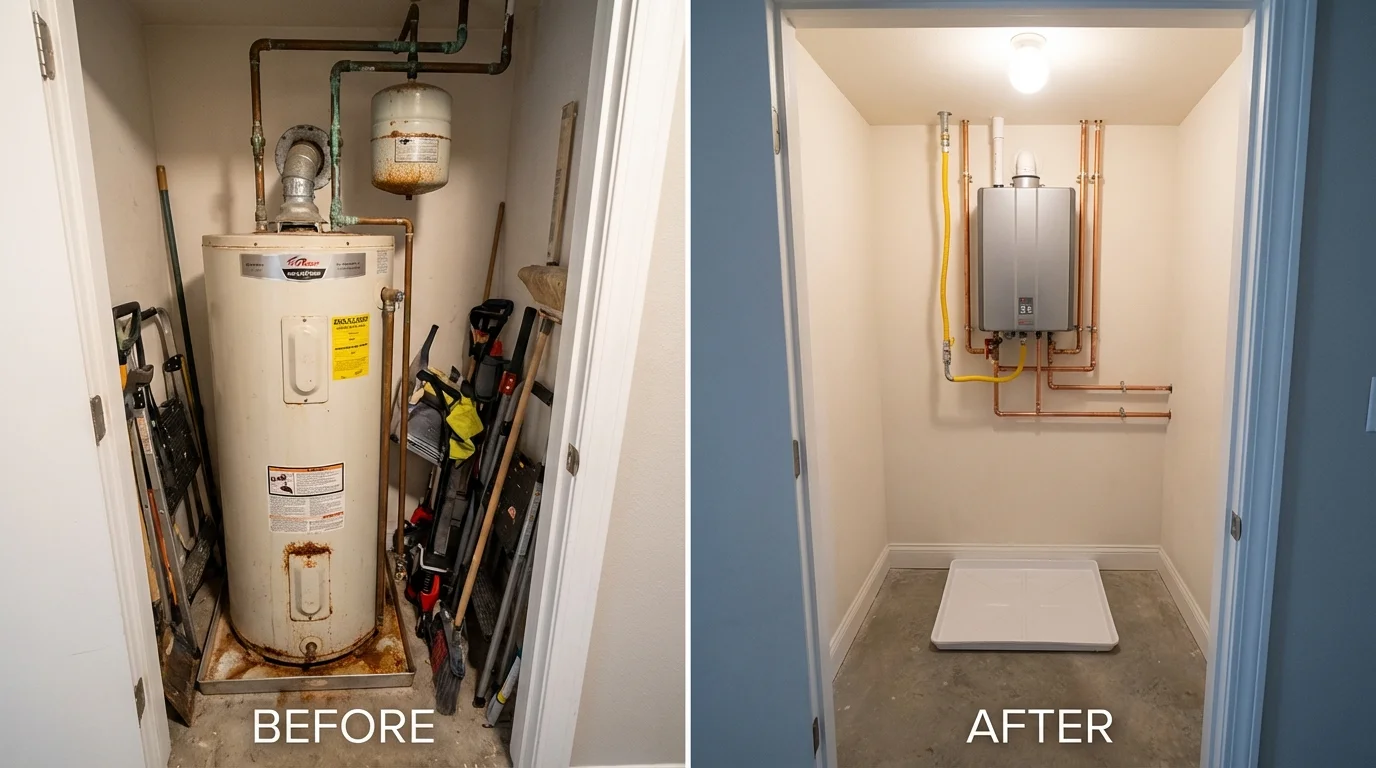 Tank water heater versus wall-mounted tankless unit comparison for Norton, VA homeowners