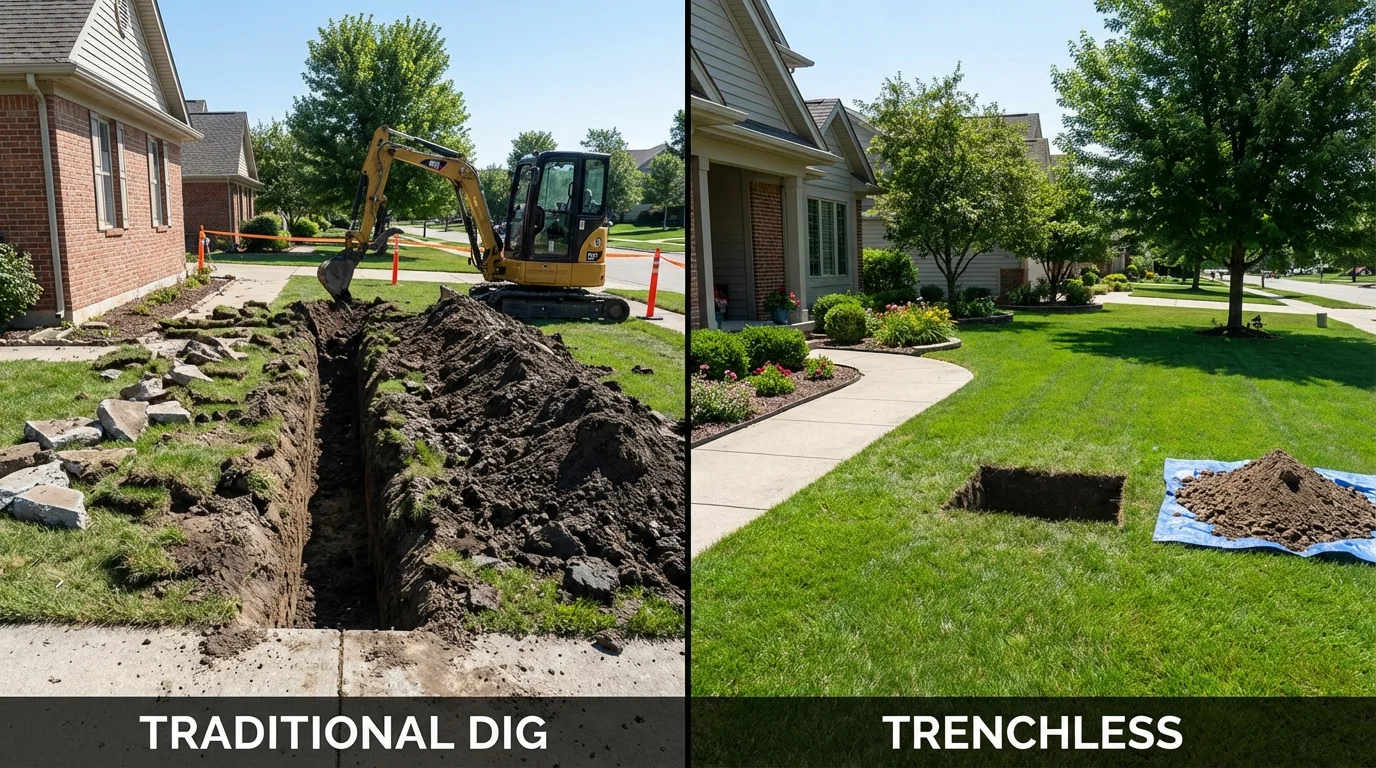 Trenchless sewer repair with minimal yard damage versus traditional excavation in Norton, VA